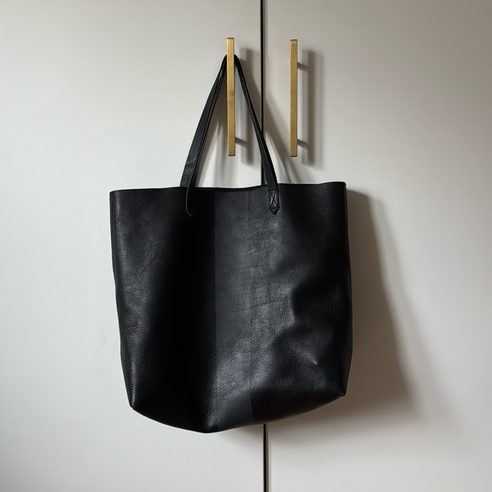 Large Madewell black leather tote
